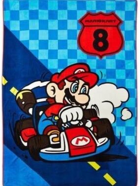 Nintendo Mario Kart Red Blue Kids Throw Blanket